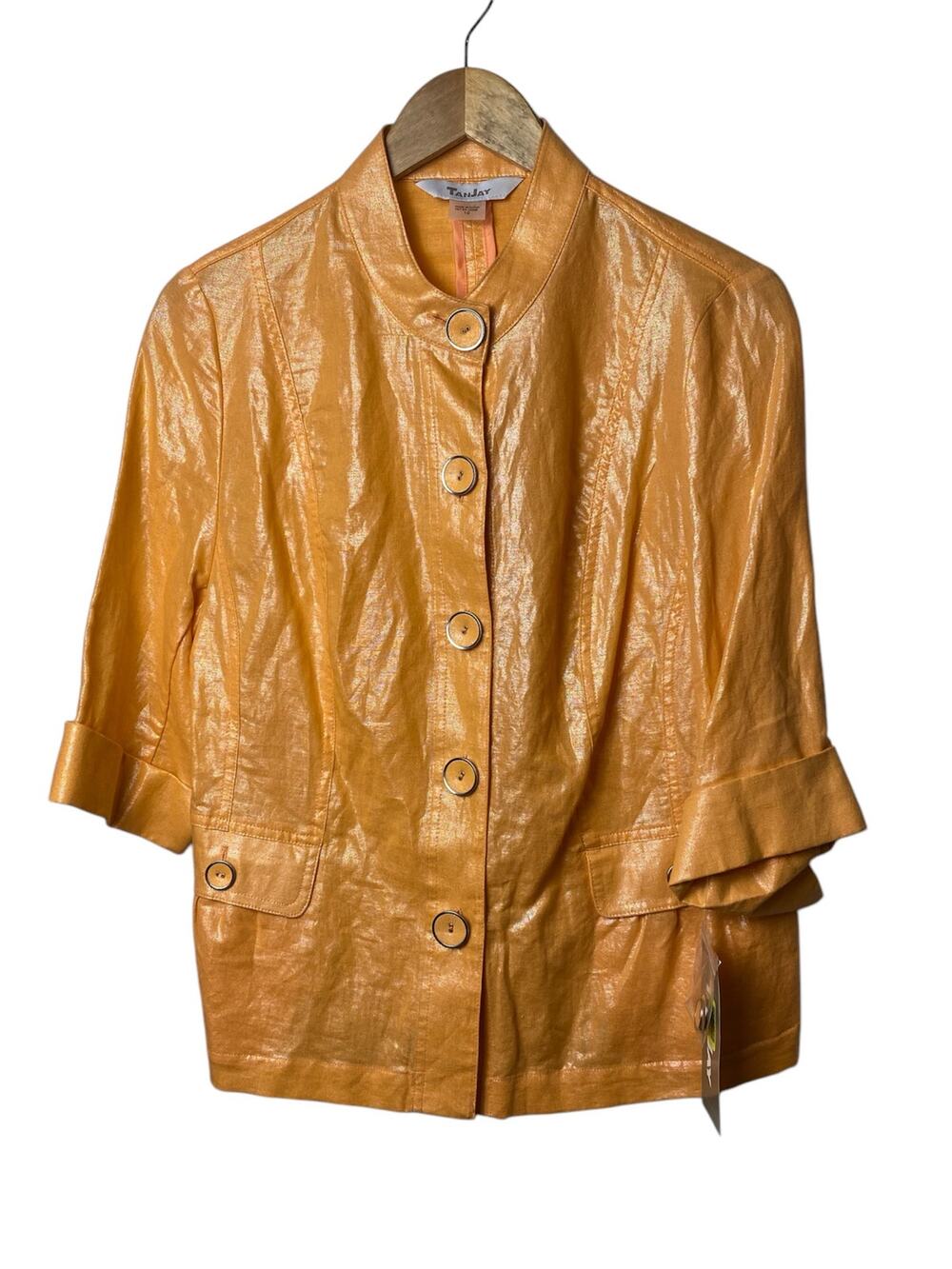 TanJay Women's Melon Shimmer Linen Blend Jacket Size 10
